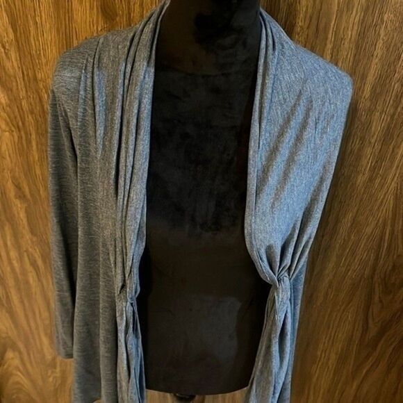 Ginger G Ladies Heather Blue Open Front Cardigan Sz Small.Poly/Viscose/Spandex. - Picture 2 of 9